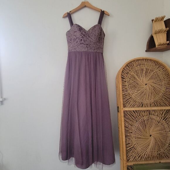 Jenny Yoo Collection Bridesmaid Dress Purple 6 Lace Tulle Adjustable - Picture 2 of 16